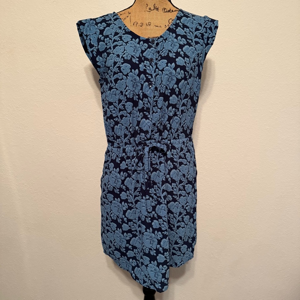 CAbi Java Dress indigo Floral cap sleeves blue and black small - Picture 2 of 12
